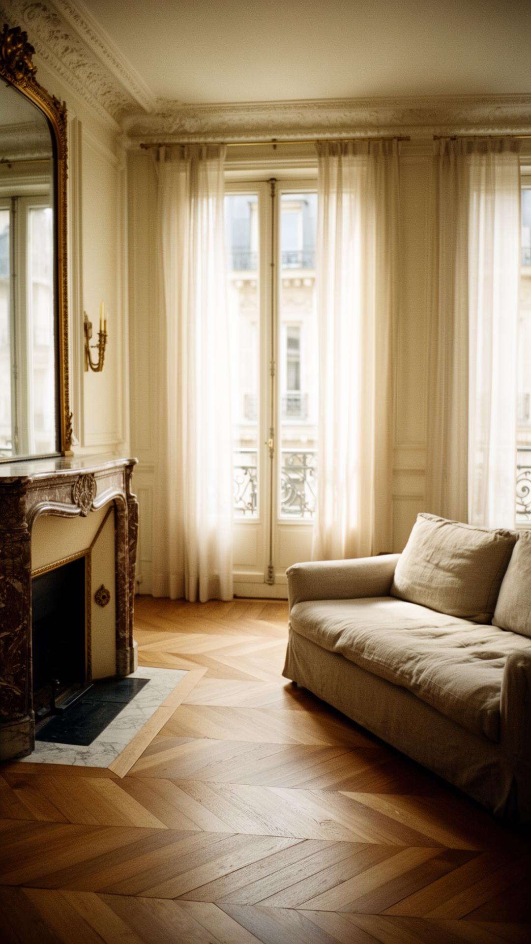 Sunlit Haussmannian Parisian living room